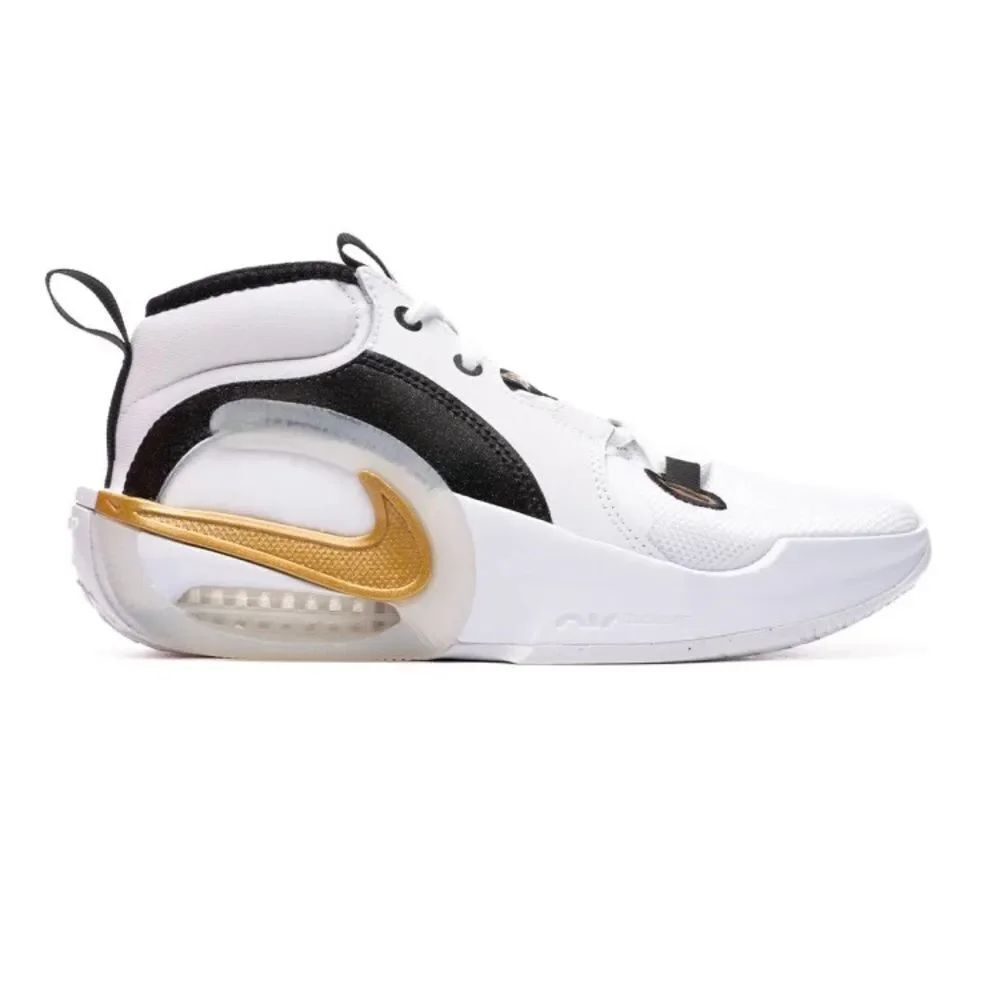 NIKE KIDS AIR ZOOM CROSSOVER 2 BASKETBALL SHOES White Black Gold 4.5 Y